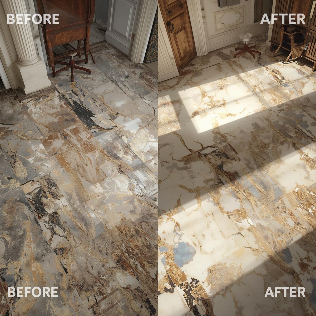apartment inside marble restoration before and after image