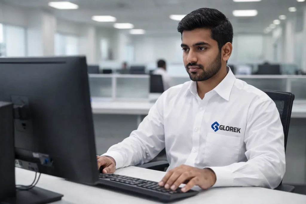 Expert data entry specialists at Glorek providing accurate data processing, digital record management, and database entry services for businesses in Saudi Arabia and UAE.