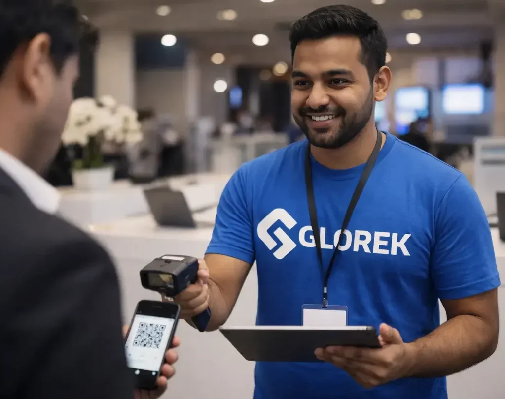 Professional Glorek hostesses and ushers providing VIP guest management and hospitality services at a corporate event in Dubai.