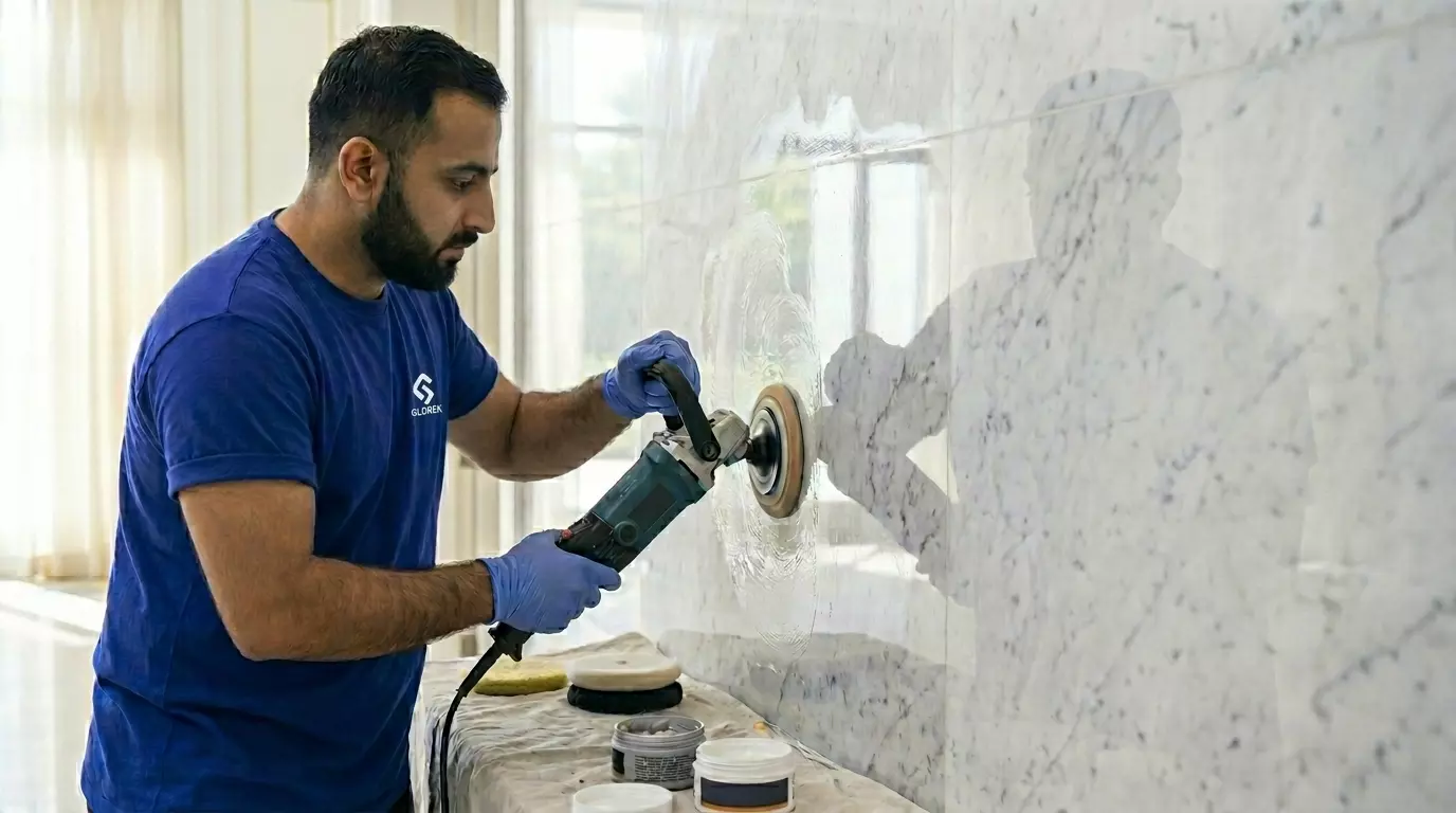 تلميع الحوائط الرخامية