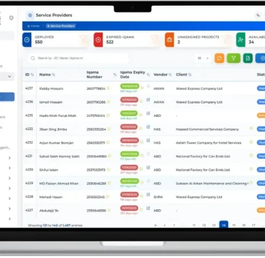 Glorek One Service Providers Screen UI