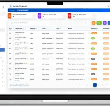 Glorek One Vendor Requests Screen UI
